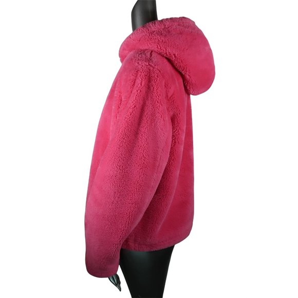 Apparis Faux Fur Pink Hooded Zip Jacket 2xl NWOT XXL - Picture 3 of 6